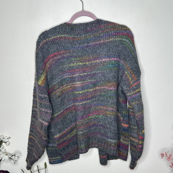 ANTHROPOLOGIE x T.LA Malia Rainbow Cardigan Gray Marled {3E14} - Picture 4 of 7